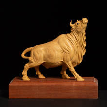 Toro con Base de mascota tallado en madera, decoración para el hogar, regalo para adultos, Año Nuevo Chino, 10cm 2024 - compra barato