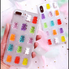 Милый 3D чехол для телефона с медведем карамельных цветов для iPhone 12 Mini 12Pro Max X 6 7 8 plus XR XS Max, мягкие чехлы для iPhone 11 Pro Max 2024 - купить недорого