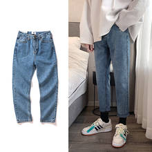 Blue Jeans Men Slim Fashion Washed Straight Casual Jean Pants Men Streetwear Wild Hip Hop Denim Trousers Mens Clothes S-2XL 2024 - buy cheap