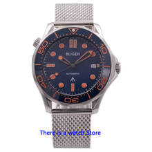 Bliger-reloj mecánico automático para hombre, pulsera con esfera azul 007, Miyota, cristal de zafiro luminoso, con función de fecha, 41mm 2024 - compra barato