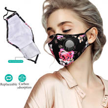 Byepain mulher moda floral impresso máscara 3d artesanal à prova de poeira segurança respiração boca capa com filtro bolso 2024 - compre barato