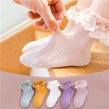 Meias infantis para meninas estilo espanhol, meias vazadas com renda criança, meias de algodão de princesa plissadas para bebês, 2021 2024 - compre barato