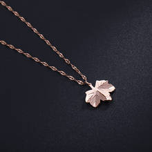 2021 Titanium Steel Rose Gold Maple Leaf Necklace Rose Gold Necklace Simple Hollow Leaves Clavicle Chain Women's Necklace 2024 - buy cheap
