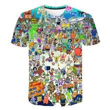2020 lazer novo verão esponja bebê lazer camiseta masculina impressão 3d camiseta lazer dos desenhos animados moda camiseta 2024 - compre barato