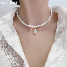 Xibracelete de pérolas de água doce vintage, colar feminino elegante com contas naturais barrocas, joia para noiva 2024 - compre barato
