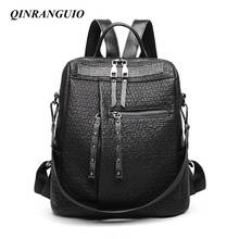 QINRANGUIO женский рюкзак кожаный рюкзак женский модный рюкзак женские черные рюкзаки для женщин сумка на плечо 2024 - купить недорого