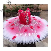 Red Flower Fairy Ballet Competition Tutu Cosutmes Girls Custom Made Professional Ballerina Pancake Tutu BT4002 2024 - buy cheap