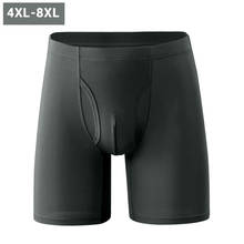 Shionf cuecas super macias masculinas, cueca boxer masculina de perna longa respirável com abertura lateral plus size 8xg 2024 - compre barato