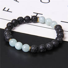 Natural Volcanic Stone Beads Bracelet Fashion Blue Aquamarines Beaded Yoga Energy Charm Bracelet for Women Men Romantic Jewelry 2024 - buy cheap