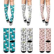 Nova moda harajuku 3d impresso gato meias de algodão para as mulheres animal cão pttern kawaii meias femininas colorido novidade bonito meias 2024 - compre barato