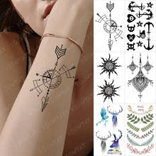 Водостойкая временная татуировка, стрелка, компас, флэш-тату, наклейка, лист, олень, призрак, якорь, боди-арт, рука, нога, искусственная татуировка для женщин и мужчин 2024 - купить недорого