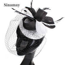 Classic Ladies Elegant Wedding Hair Accessories For Race Party Mesh Feather Fascinator Church Hair Clips Women Hair Bands XMF113 2024 - buy cheap