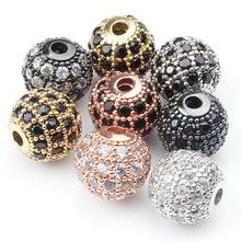 3pcs/lot Round Ball CZ Beads Metal Brass Micro Pave Crystal Zircon Space Beads For Jewelry DIY Charm Bracelet Making 4/6/8/10mm 2024 - buy cheap