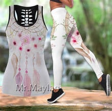 Hipster oco tanktop e leggings para mulheres impressão 3d rosa flor moda sexy branco colete feminino roupas casuais dropship 2024 - compre barato