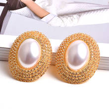 New Arrival Luxury Pearl Crystals Round Drop Earrings High-Quality Fashion Rhinestone Earring Jewelry Accessories For Women 2024 - buy cheap