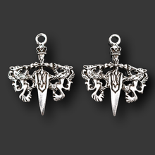 Wkhifi 6 peças pingentes na cor de prata, amuleto em cruz vintage de dragão duplo, ornamento de metal 38*30mm a583 2024 - compre barato