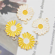 8PCS Alloy Enamel Sunflower Charms Metal White Yellow Daisy Flower Pendants for Earrings Bracelet DIY Making Accessories 2024 - buy cheap