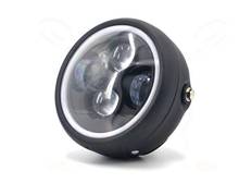 7 ''черная светодиодная круглая Модифицированная фара с хромированным кольцом для Honda GN125 CG125 CB400 CB500 Cafe Racer на заказ 2024 - купить недорого