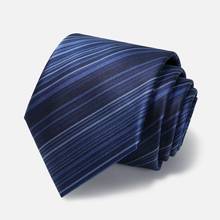 High Quality 2022 Designer New Fashion Dark Blue Gradient Striped 8cm Ties for Men Zipper Necktie Work Formal Suit with Gift Box 2024 - buy cheap