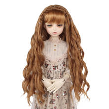 Behowg peruca de boneca accesorios 1/3 bjd/sd, peruca longa franja encaracolada, resistente ao calor com fio ondulado para meninas, faça você mesmo 2024 - compre barato