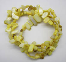 Contas coloridas assimétricas amarelas 9-16mm, concha natural com buraco lateral para fazer jóias, colar diy, pulseira de cordão 34'' 2024 - compre barato