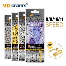 VG Sports 8 9 10 11 12speed Bicycle chain silver half hollow bike chain mountain road bike full hollow chains ultralight 116L 2024 - buy cheap