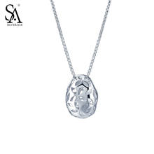 SA SILVERAGE Real 925 Sterling Silver Necklaces Pendant for Women Fine Jewelry Hollow WaterDrop Cadenas De Plata 925 Mujer 2024 - buy cheap