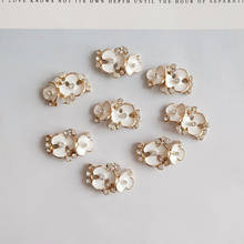 10 Pieces/Lot 15*22mm Rhinestone Metal Glaze Flower Handmade Crafts DIY Accessories For Jewelry Making 2024 - buy cheap