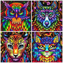 Fiyo 5d diamante pintura animal conjunto de cor leão tigre coruja quadrado diamante bordado, mosaico imagem, ponto cruz, diy decoração 2024 - compre barato