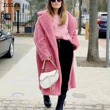 Za-abrigo largo de lana para mujer, Chaqueta larga de gran tamaño, de manga larga, color rosa, invierno, 2020 2024 - compra barato