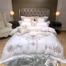 35 luxo bordado conjuntos de cama adultos beddingset algodão egípcio roupa cama capa edredão folha fronha 4/7pcs conjuntos 2024 - compre barato