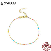 GOMAYA 925 Sterling Silver Gold Enamel Rainbow Colorful Bracelet Adjustable Chain Bracelets For Women Anniversary Fine Jewelry 2024 - buy cheap