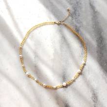 Lii Ji Natural 3mm Sparkling Citrine Money Stone Freshwater Pearl American 14K GF Delicate Choker Necklace For Women Gift 2024 - buy cheap