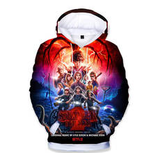 Moletom com capuz stranger things, blusão de manga longa estampado 3d para meninas, primavera, outono, roupas infantis, natal 2024 - compre barato