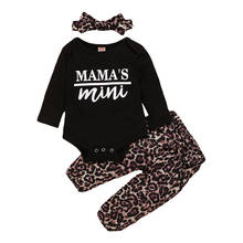 Three Piece Baby Girl’s Clothes Set Kids  Fresh Letter Long Sleeve Jumpsuit and Leopard Long Pants with Headband Autumn Outfits 2024 - buy cheap