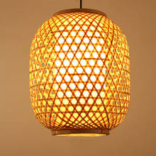 Lámpara colgante de mimbre y ratán de bambú japonés, accesorio de iluminación Led, estilo rústico, Art Deco, para restaurante 2024 - compra barato