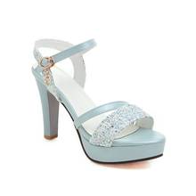 Big Size 9 10 11 12 high heels sandals women shoes woman summer ladies Waterproof platform buckled sandals 2024 - buy cheap