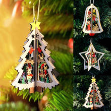 Adornos de árbol de Navidad para decoración del hogar, colgantes 3D de madera para decoración de fiesta en casa, 1 unidad 2024 - compra barato