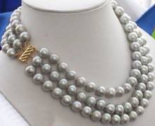 Wholesale 100% Natural jewelry Beautiful natural gray genuine pearl lady's necklace 9-10mm long 17-18-19 inch 2024 - buy cheap