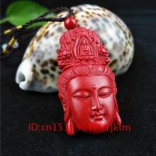 Модный женский очаровательный кулон Гуаньинь ювелирные изделия резное ожерелье Cinnabar органические натуральные подарки ручной амулет красный буддизм китайский 2024 - купить недорого
