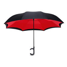 Ветрозащитный складной двухслойный перевернутый женский зонт Chuva для xiaomi, самостоятельная подставка, защита от дождя, С-образными крючками 2024 - купить недорого