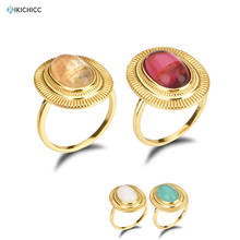 Kikichicc 100% anel de prata esterlina 925, transparente, amarelo, vermelho e oval, grande, joias femininas da moda, punk rock, para mulheres 2024 - compre barato