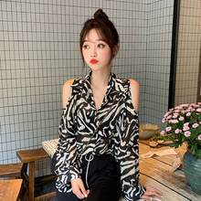 Goohojio blusas femininas manga longa, camisas casuais e chique de outono e estampa zebra para mulheres, roupas plus size femininas, 2021 2024 - compre barato
