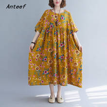 short sleeve cotton vintage floral dresses for women casual loose long woman summer dress elegant clothes 2021 2024 - buy cheap