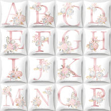 Letters Pink Floral Decorative Pillowcase Polyester Cushion Cover Throw Pillow Sofa Wedding Party Decoration Pillowcover 40835 2024 - buy cheap