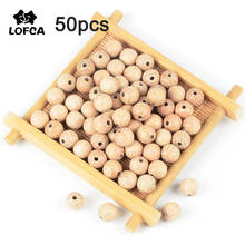 LOFCA 50pcs 12/15/20mm Wooden Beads Natural Color Eco-Friendly Wood Beads DIY Necklace Making Baby Toys Wooden Beads Pendant 2024 - buy cheap