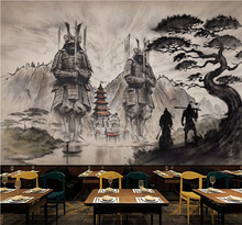 Xuesu papel de parede personalizado 3d, mural estilo moderno, criativo, para restaurantes, ukiyoe samurai 2024 - compre barato