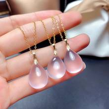 Most Popular 100% Natural and Real Rose Quartz Necklace 925 Sterling Silver Pendant 2024 - buy cheap