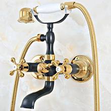 Black Gold Wall Mount Bathtub Bathroom Faucet Telephone Style Mixer Faucet Tap with Dual Handle Handshower zna466 2024 - buy cheap