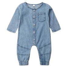Baby Spring Autumn Clothing Newborn Baby Girl Boy Clothes Long Sleeve Romper Denim Jumpsuit Pocket Outfits 2024 - buy cheap